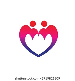 Corazón Gradiente Con Figuras Gemelas Que Simbolizan Amor, Familia Y Unidad