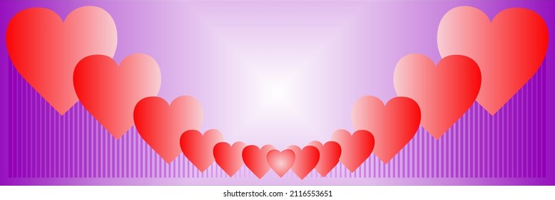 Gradient heart vector with purple gradient background, greeting card, decoration, valentine's invitation, background. Heart illustration vector design