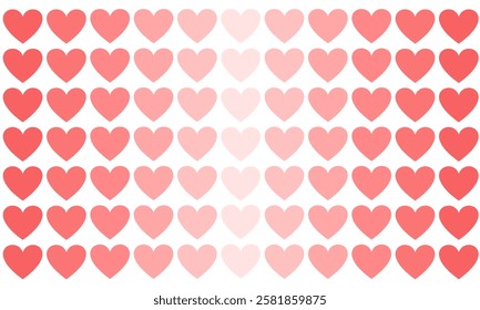 Gradient hearts background, Valentine's Day. Mothers Day. Red Hearts Vector Illustration