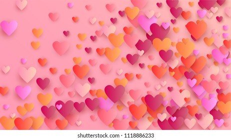  Gradient Hearts Falling Down. Illustration with Pink and Red Hearts for your Design. Wedding Background for Greeting Card, Invitation or Banner.

 Vector illustration.