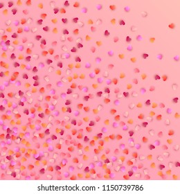  Gradient Hearts Falling Down. Illustration with Pink and Red Hearts for your Design.  Valentines Background for Greeting Card, Invitation, Banner, Wallpaper, Flyer. Vector illustration.
