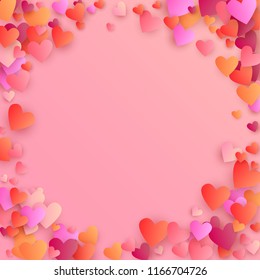  Gradient Hearts Falling Down. Illustration with Pink and Red Hearts for your Design. Wedding Background for Greeting Card, Invitation or Banner.

 Vector illustration.