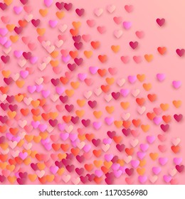  Gradient Hearts Falling Down. Illustration with Pink and Red Hearts for your Design. Wedding Background for Greeting Card, Invitation or Banner.

 Vector illustration.