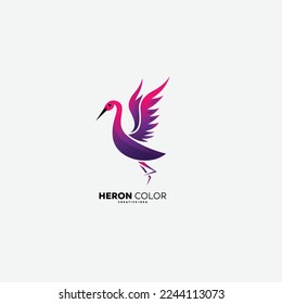 gradient heron colorful logo vector template