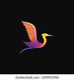 Gradient heron logo vector modern design