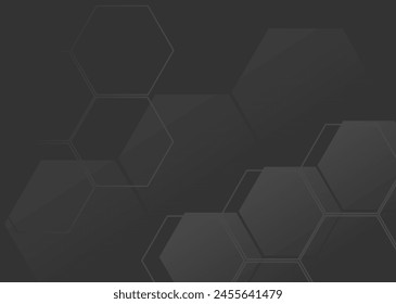 Gradient hexagonal background. white and black colors. copy space area