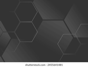 Gradient hexagonal background. white and black colors. copy space area