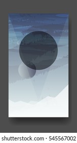 Gradient hills landscape. Abstract background, has a circle on the center with a copy space for the text, vector illustration. 