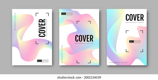 Gradient hologrphic abstract 3D fluid background. Ser of Modern covers design. Vector illustration