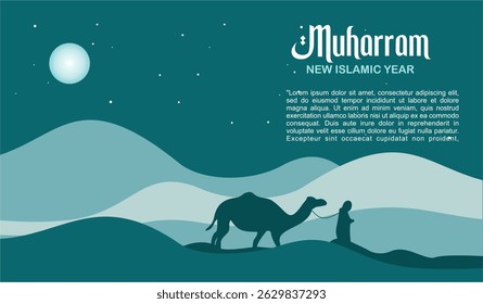 Gradient horizontal banner template for islamic new year celebration vector