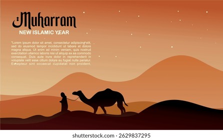 Gradient horizontal banner template for islamic new year celebration vector