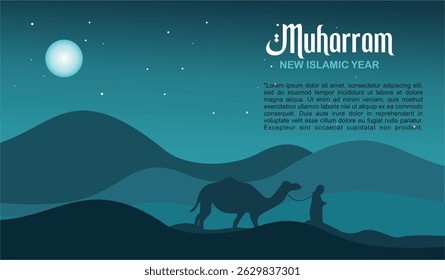 Gradient horizontal banner template for islamic new year celebration vector