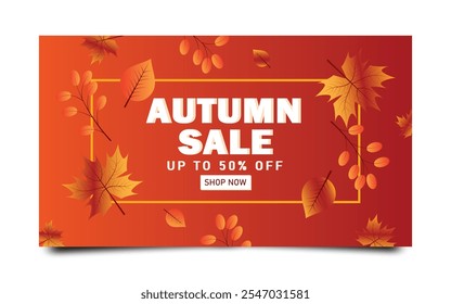 Gradient horizontal sale banner template for autumn celebration