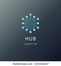 Gradient hub logo design template vector