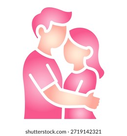 Gradiente abrazando icono de pareja para el día de San Valentín. Amor romántico suave, relación, citas y boda con una mezcla de colores suave para tarjeta, invitación, App, logotipo y diseño de redes sociales.