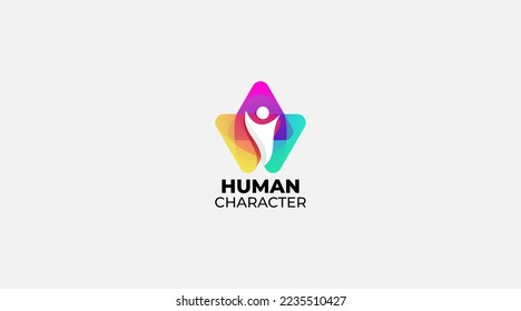 Gradient Human character logo design vector illustration