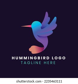 Diseño del logotipo del colibrí de degradado