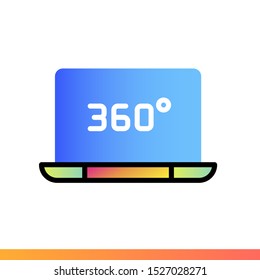 Gradient icon 360 video. Virtual and augmented reality gadgets. Suitable for presentation, mobile apps, website, interfaces and print