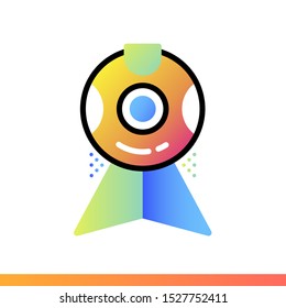 Gradient icon 360 video. Virtual and augmented reality gadgets. Suitable for banners, mobile application, website, interfaces