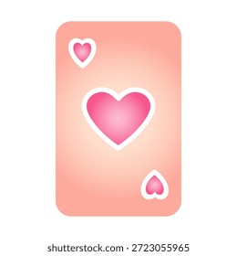 Ícone de gradiente da carta de jogo Ás de Copas. Brilhante ás do coração do Dia dos Namorados, vetor romântico do cartão de poker do casino. Preenchimento gradiente suave, símbolo de amor brilhante, design de cartão moderno.