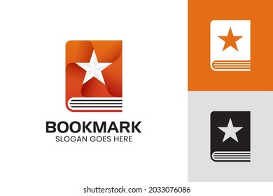 Farbverlauf-Icon-Buch mit Sternen für Lesezeichen, Lieblingsbuch, Logo-Vorlage für Buchladen
