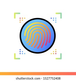 Gradient icon Fingerprint security. Virtual and augmented reality gadgets. Suitable for banners, mobile application, website, interfaces