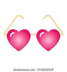 Gradient icon of heart shaped sunglasses for Valentine’s Day. Vibrant colorful love accessory symbol for romance, fashion, party, dating, and holiday design projects, apps, stickers, and branding.