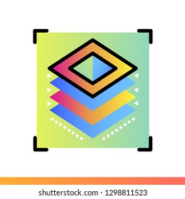 Gradient icon Layers. 3D Printing, modeling. Suitable for banners, mobile application, website, interfaces