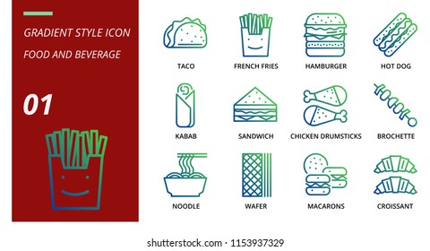 Gradient icon pack for food and beverage