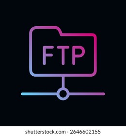 O ícone de gradiente mostra a pasta de FTP em rede. Ilustração de Símbolo de Ícone