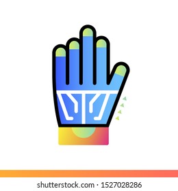 Gradient icon Wired glove. Virtual and augmented reality gadgets. Suitable for presentation, mobile apps, website, interfaces and print