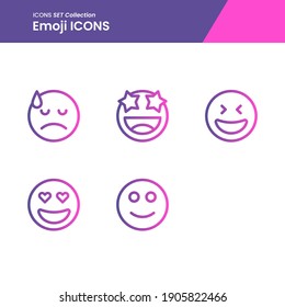 Gradient icons set of superstar, sad, love and many more with outline vector style. perfect use for web pattern design etc.