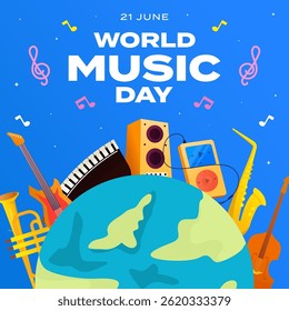 design de ilustração gradiente para o feliz dia mundial da música