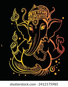 Gradient illustration of lord ganesh for stock photo