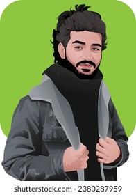 Gradient Illustration of a portrait of a man holding his jacket