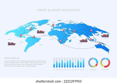 Gradient import export infographic Vector illustration.