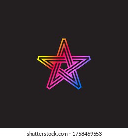 Gradient impossible star on black background