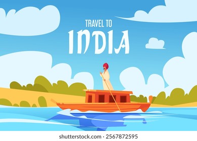 Gradient india travel background with text