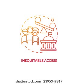Gradient inequitable access icon concept, isolated vector, lobbying government thin line illustration.
