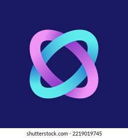 Gradient infinity lines logo design. Infinity symbol lines concept logo design. Logo template. Social media abstract gradient emblem logomark for business, hi-tech production, games, web and digital.