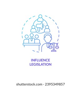 Gradient influence legislation icon concept, isolated vector, lobbying government thin line illustration.