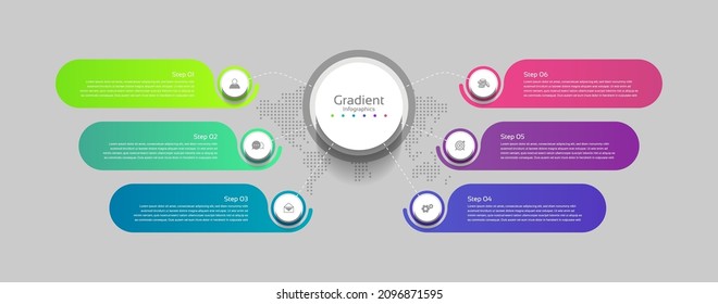 Gradient infographic  business abstract background  template colorful with 6 step