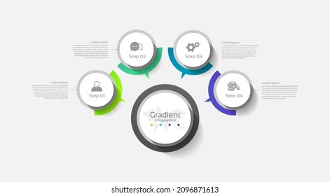 Gradient infographic  business abstract background  template circle colorful with 4 step