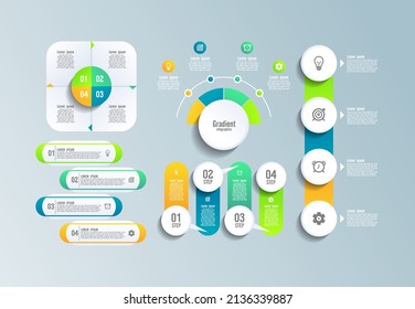 Gradient infographic business abstract background elements collection