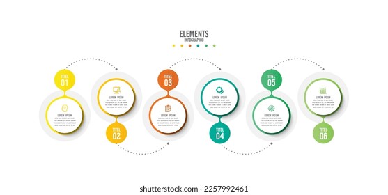 Gradient infographic business element design with 6 step