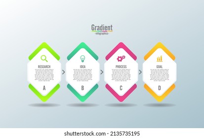 Gradient infographic business template abstract background elements with 4 step