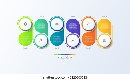 Gradient infographic business  template circle elements with 6 step