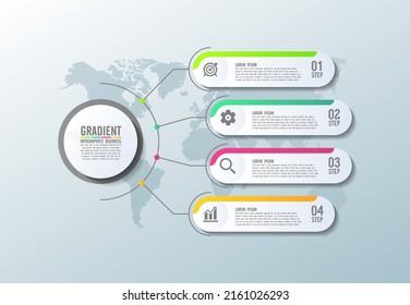 Diseño plano de la plantilla de negocio de la infografía degradada con 4 pasos