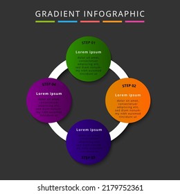 Gradient Infographic design with icons and 5 options or steps and scratch effect. infographics for business concept.