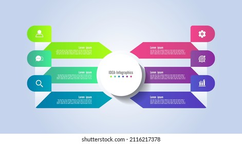 Gradient infographic idea business template elements with 6 step